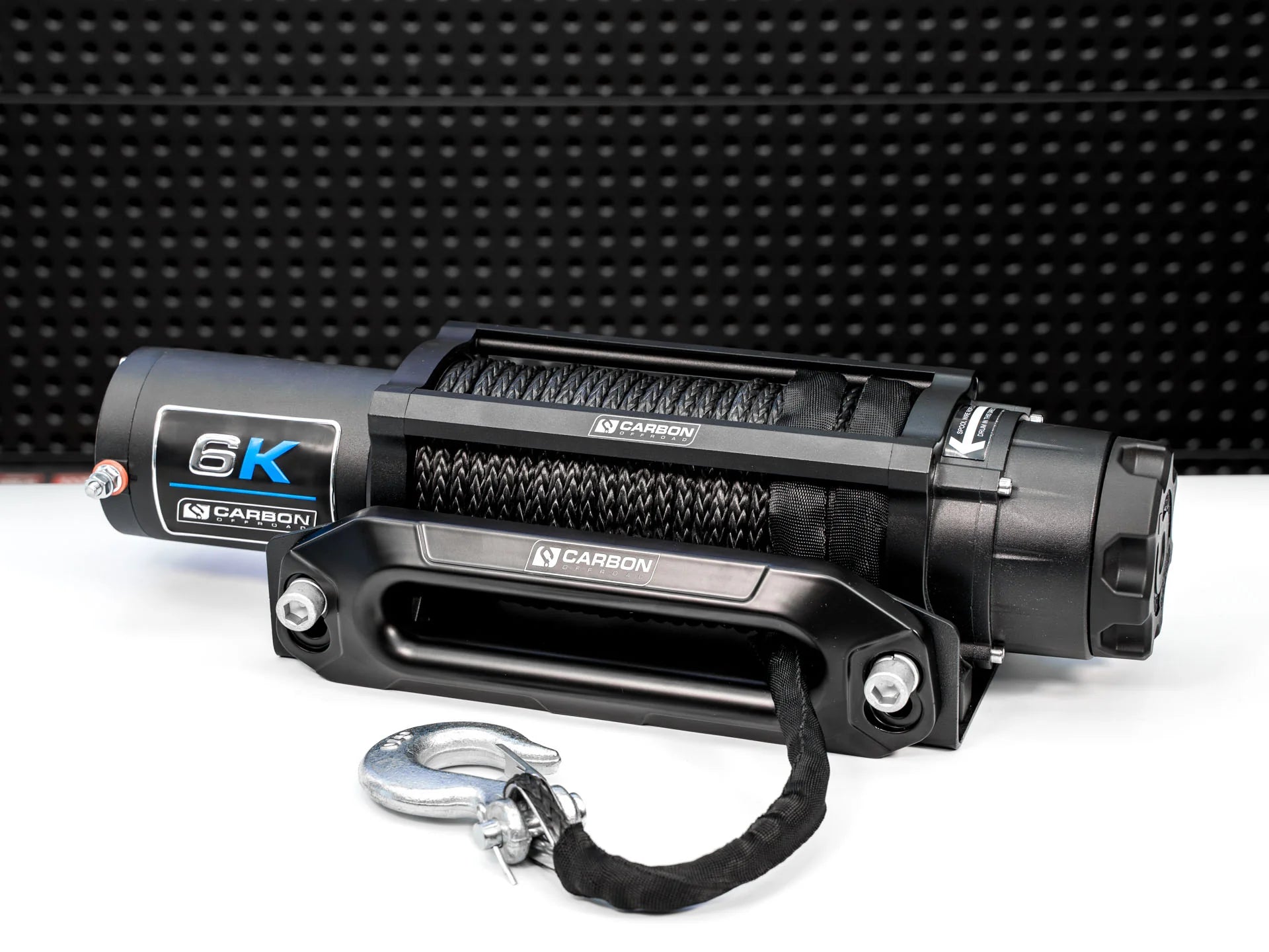 CARBON OFFROAD Long Drum 6000lbs Winch - 26 Meter Synthetic Rope