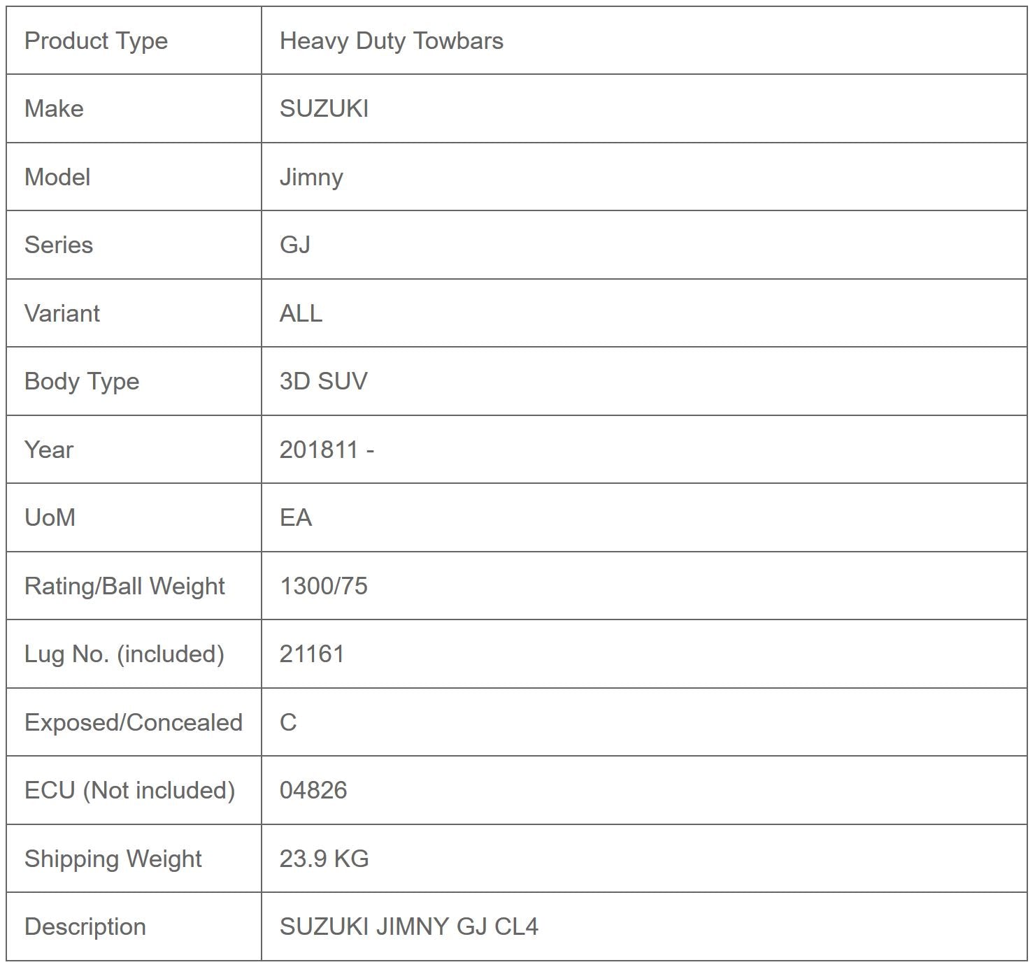 HAYMAN REESE Heavy Duty Tow Bar Complete Kit - Includes ECU Wiring Box Kit & 7 Pin Smartclick Flat Plug 400mm (Jimny Models 2018-Current GLX & Lite 3-Door)