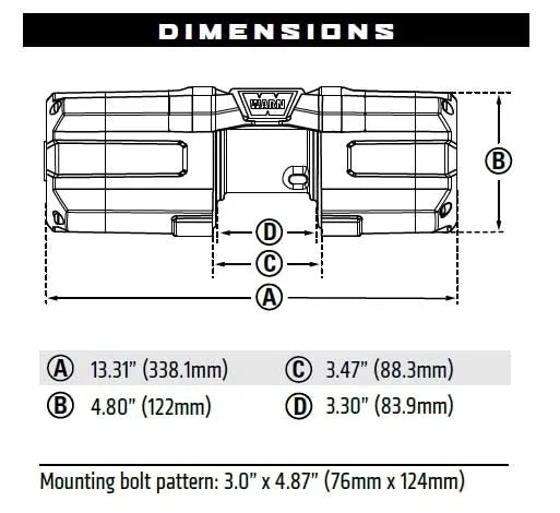 WARN AXON 35-S 3,500lbs Winch - 15m Synthetic Rope *Only 12kgs in Weight!