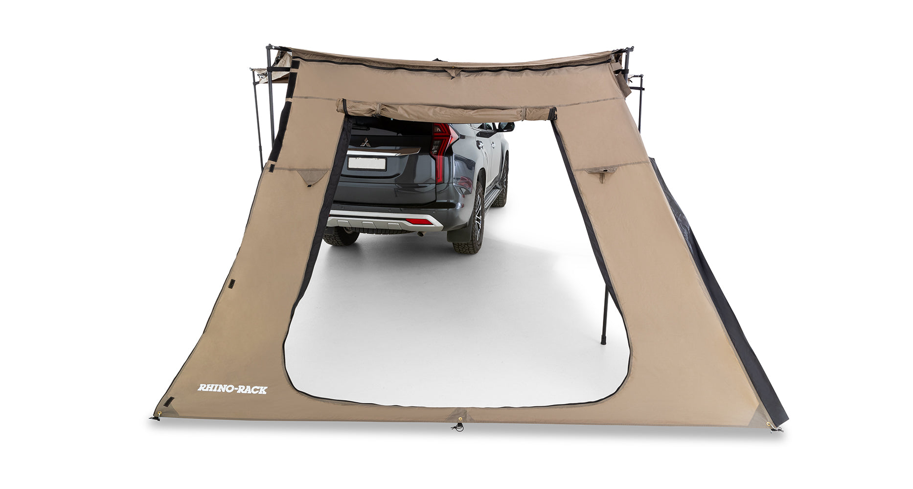 RHINO-RACK Compact Batwing Awning Side Extension - With Cut-Out Door & Fly Screen