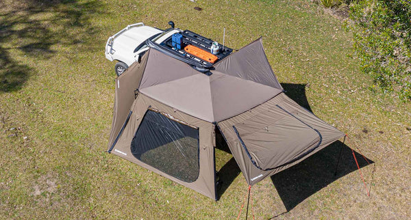 RHINO-RACK Compact Batwing Awning Side Extension - With Cut-Out Door & Fly Screen