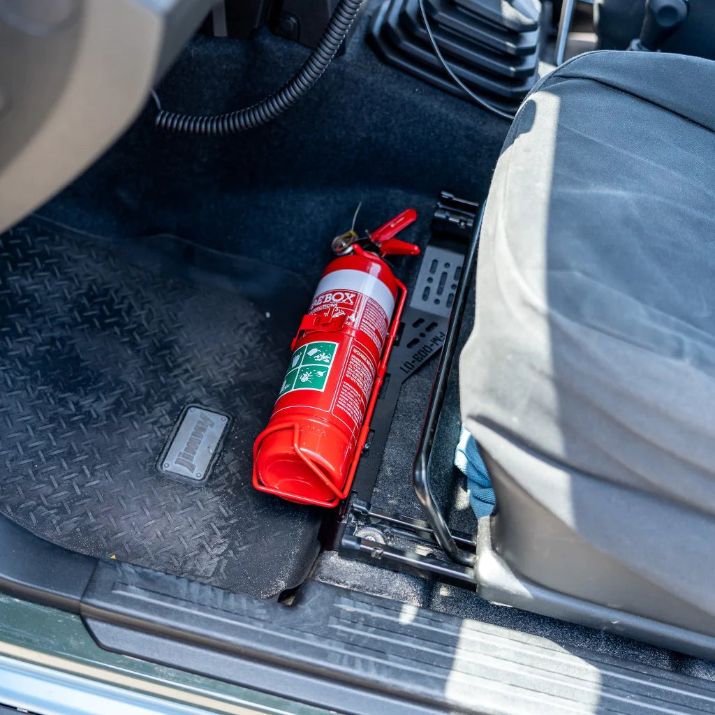 PIRATE CAMP CO Fire Extinguisher Bracket - Passenger Side (Jimny Models 2018-Current XL 5-Door, GLX & Lite 3-Door)