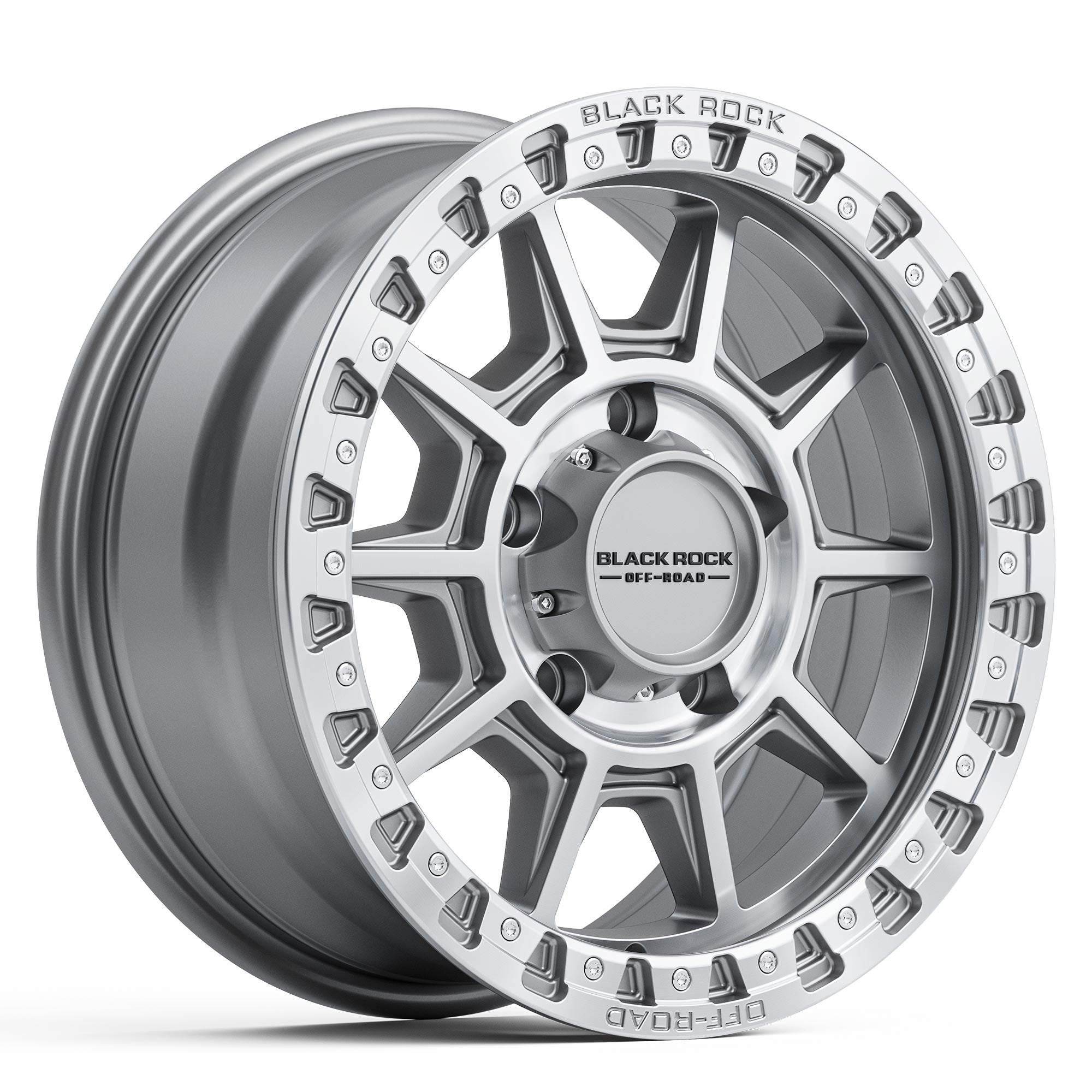 BLACK ROCK WHEELS Gunner 16x7" Alloy Wheel - Silver Machined (Jimny Models 2018-Current XL 5-Door, GLX & Lite 3-Door)