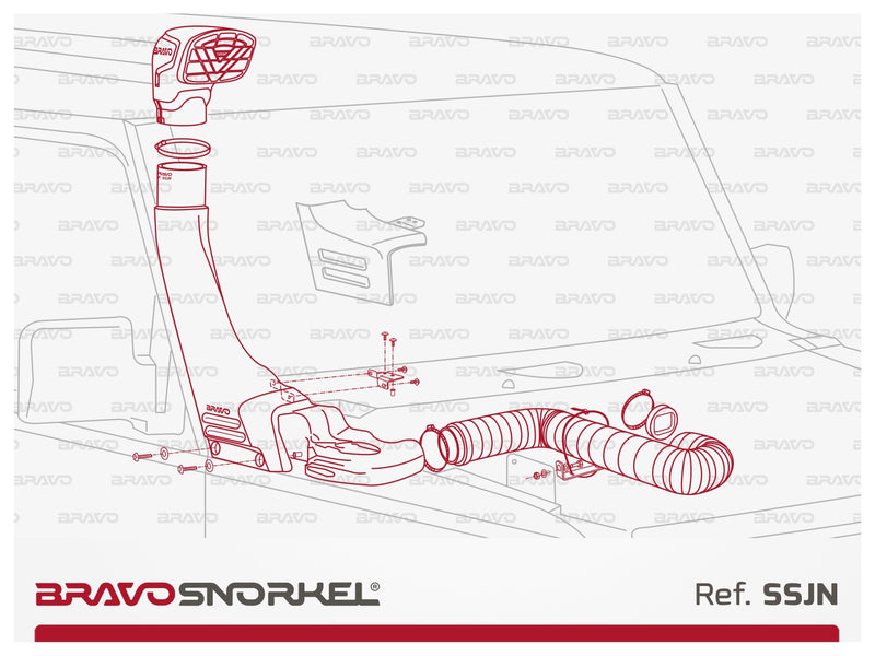 BRAVO SNORKEL - Complete "No Modification" Snorkel Kit (Jimny Models 2018-Current XL 5-Door, GLX & Lite 3-Door)