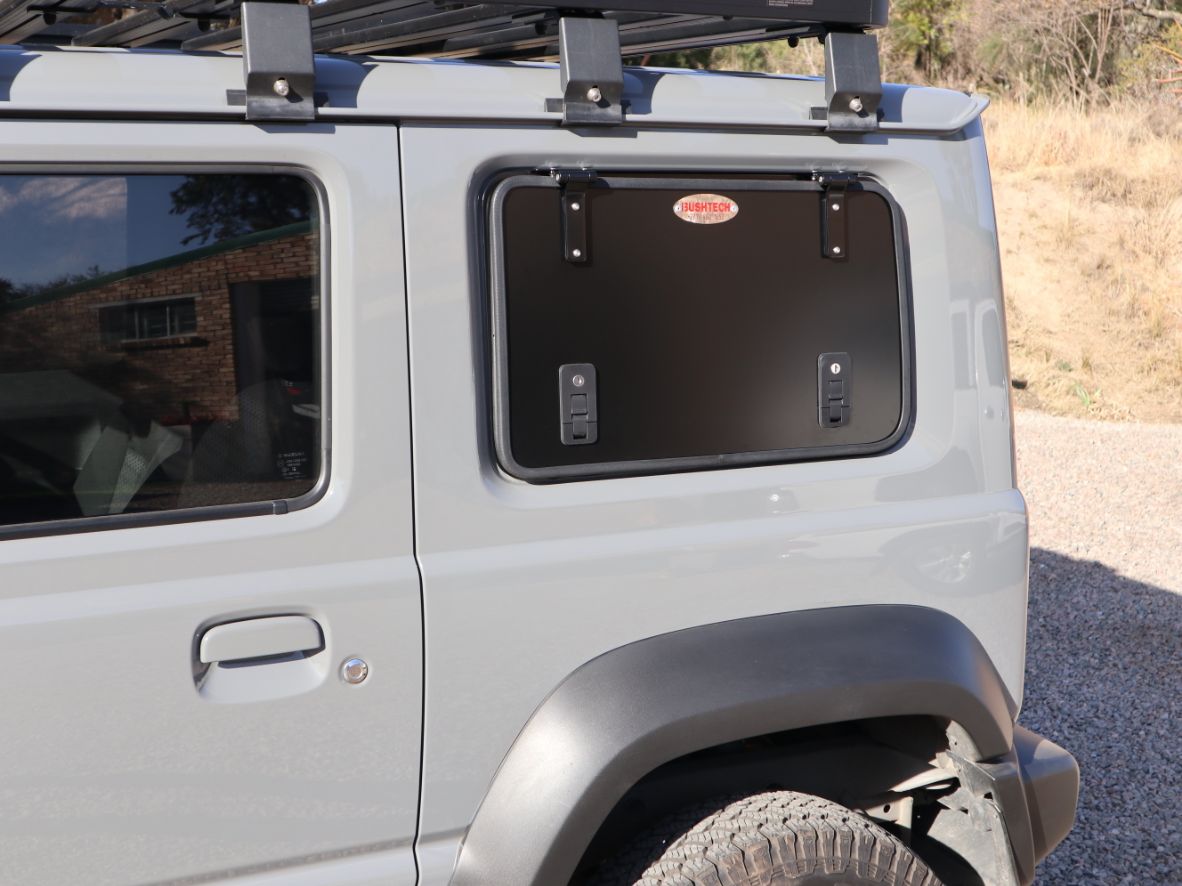 BUSHTECH Gullwing Style Rear Window Replacement (Jimny Models 2018-Current GLX & Lite 3-Door)