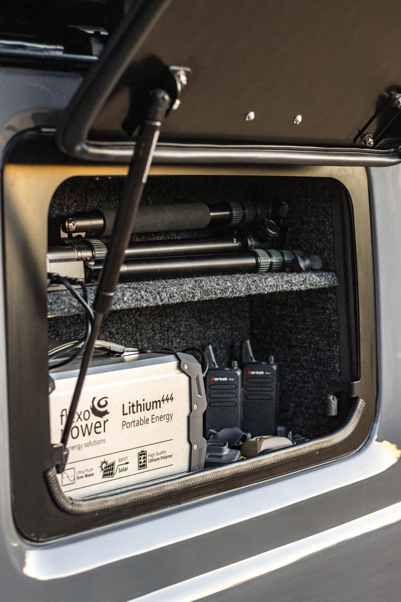 BUSHTECH Storage Cupboard for the Gullwing Style Rear Window (Jimny Models 2018-Current GLX & Lite 3-Door)