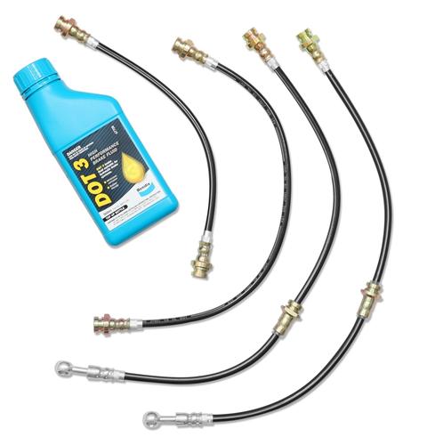 SUPERPRO Extended Braided Brakeline Kit - Includes Bendix DOT3 Brake Fluid (Jimny Models 2018-Current XL 5-Door, GLX & Lite 3-Door)